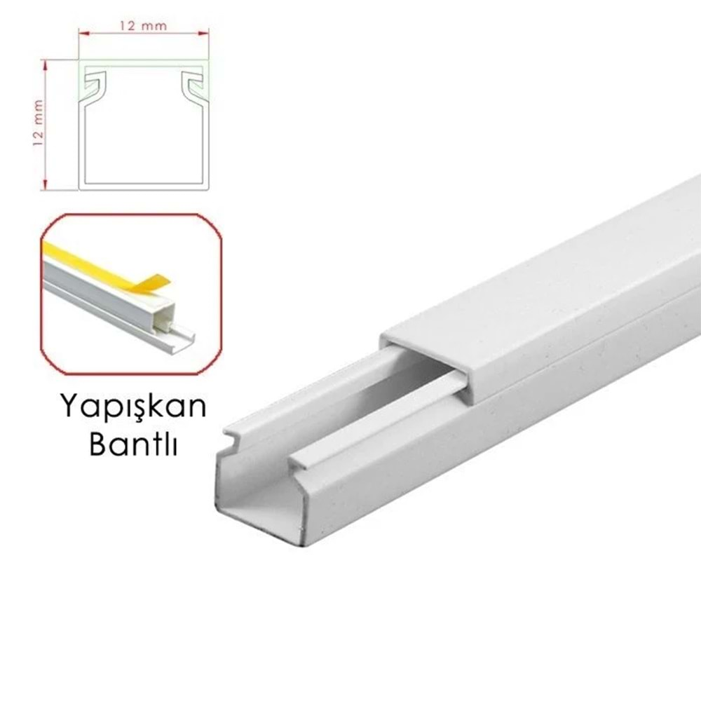 12X12 PLUS YAPIŞKANLI KAPALI TİP KABLO KANALI (KUTULU)