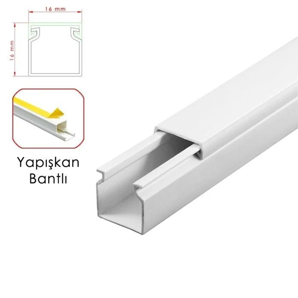 16X16 PLUS YAPIŞKANLI KAPALI TİP KABLO KANALI (KUTULU)