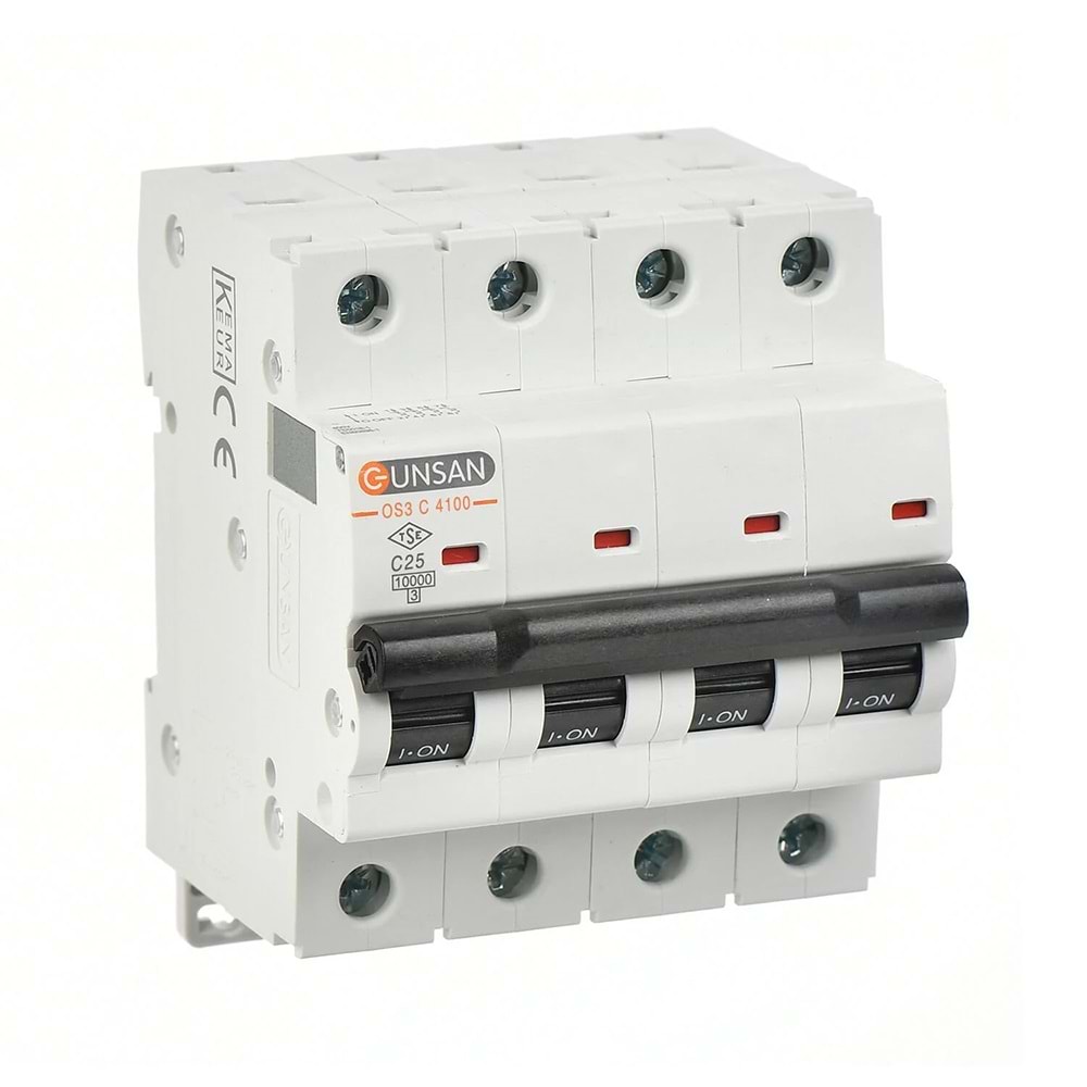 GÜNSAN VALTA OTOMATİK SİGORTA 4 KUTUP 10KA C TİPİ 25A