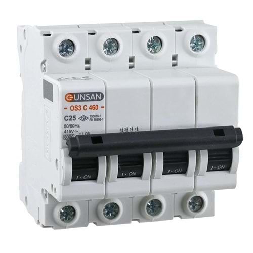 GÜNSAN VALTA OTOMATİK SİGORTA 4 KUTUP 6KA C TİPİ 25A
