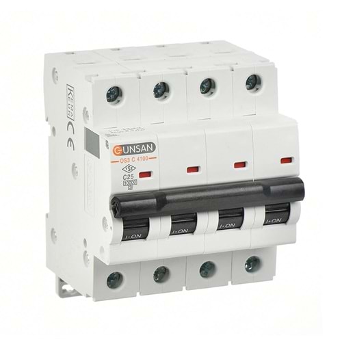 GÜNSAN VALTA OTOMATİK SİGORTA 4 KUTUP 10KA C TİPİ 25A